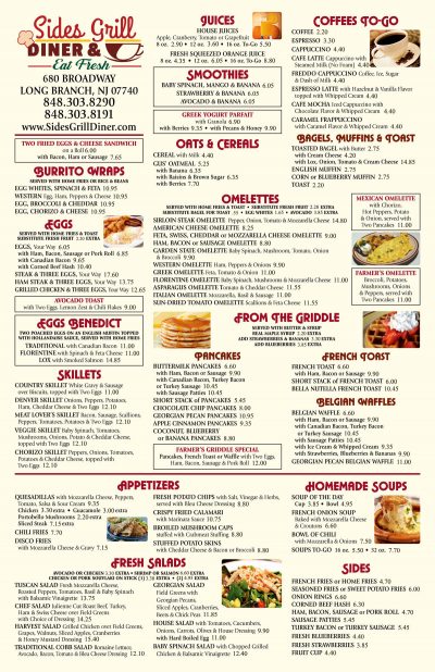 MENUS – Sides Grill Diner & Cafe